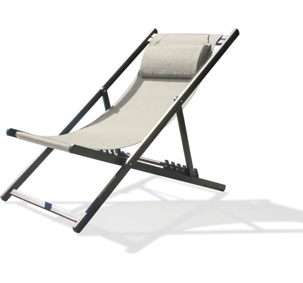 Chilienne jardin pliante Julia en textilène gris+ gris anthracite