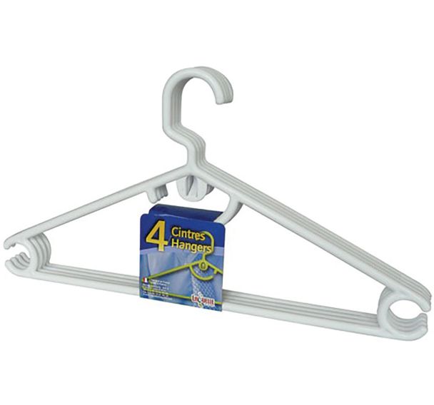 Cintre adulte plastique x4 42cm gain de place