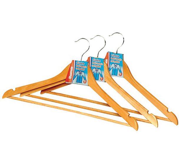Cintre bois col galbé verni 43cm
