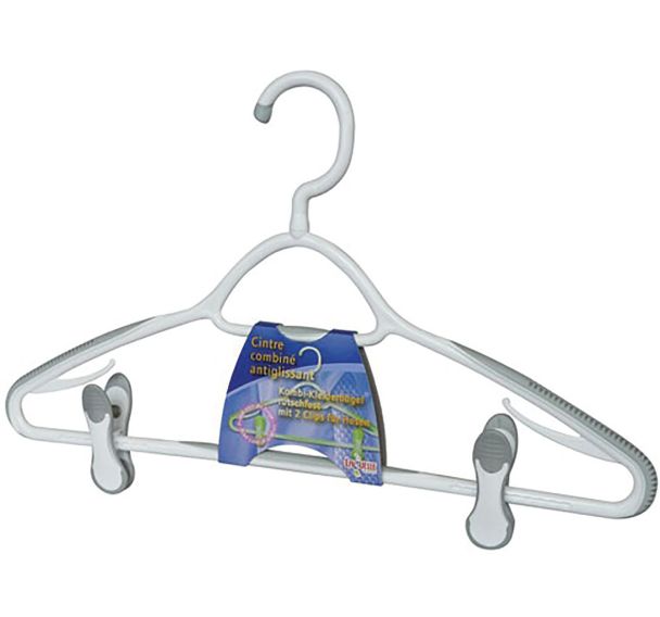 Cintre combiné bimatière antiglissant 2 pinces