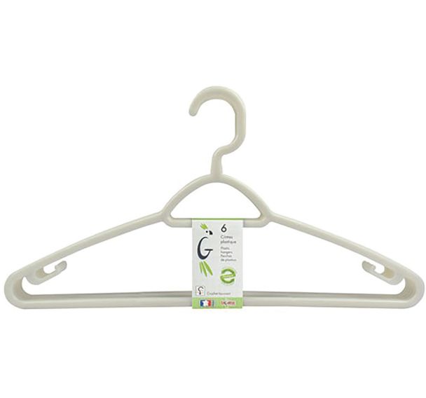 Cintre plastique avec crochet tournant x6