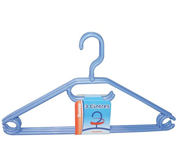 Cintres couleur crochet tournant 43cm lot de 3
