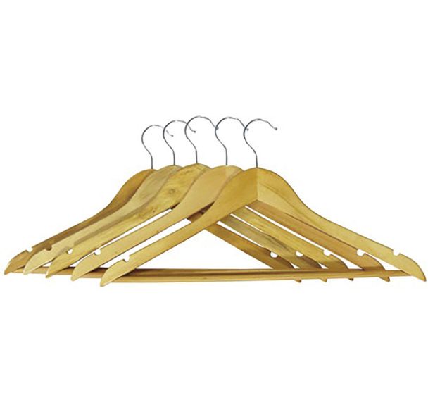 Cintres droits bois verni 43 cm lot de 5