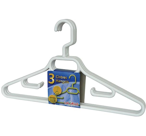 Cintres x3 adulte crochet tournant plastique 43cm bleu