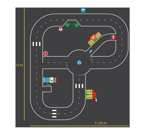 Circuit routier en résine thermocollée pour vélo et tricycle