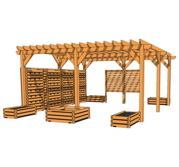 Classe en plein air : Pergola et mobilier à végétaliser