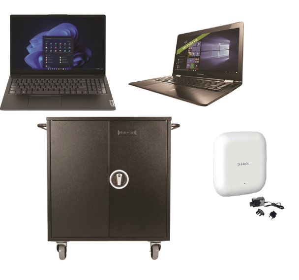 Classe mobile 16 portables 14'' seconde vie + PC 15.6'' en chariot Leba