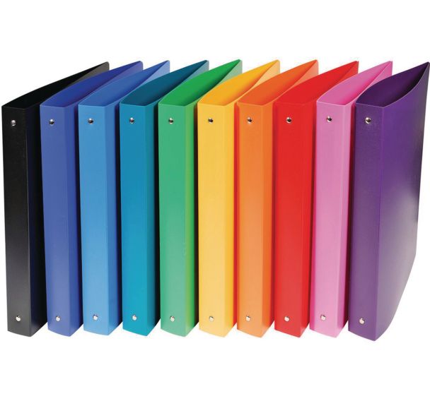 Classeur 4 anneaux 30 mm PP opaque coloris assorties A4 maxi