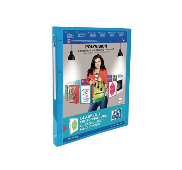 Classeur polyvision format A4 dos 20 mm 4 anneaux ronds - Oxford