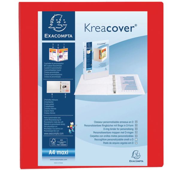 Classeur pp personnalisable kreacover 4 anneaux 25mm A4 maxi