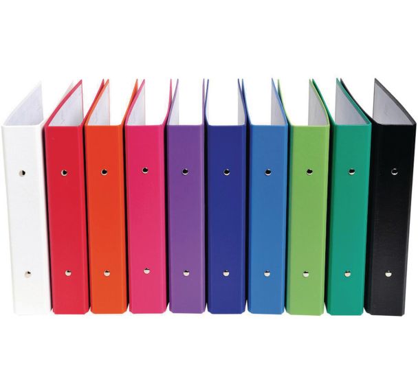 Classeur rembordé PP format ecolier 4 anneaux 30mm 230x215mm