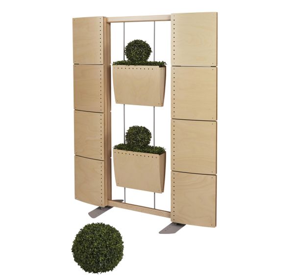 Claustra OPUS 120x160cm avec deux jardinieres finition Hêtre