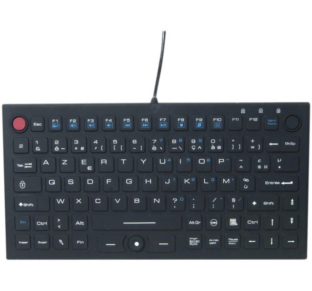 Clavier Souris compact en silicone rigide étanche USB noir