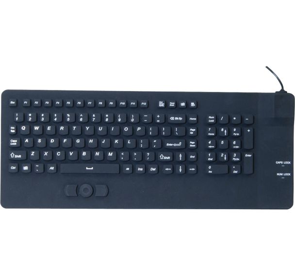 Clavier avec trackpad en silicone rigide étanche USB noir