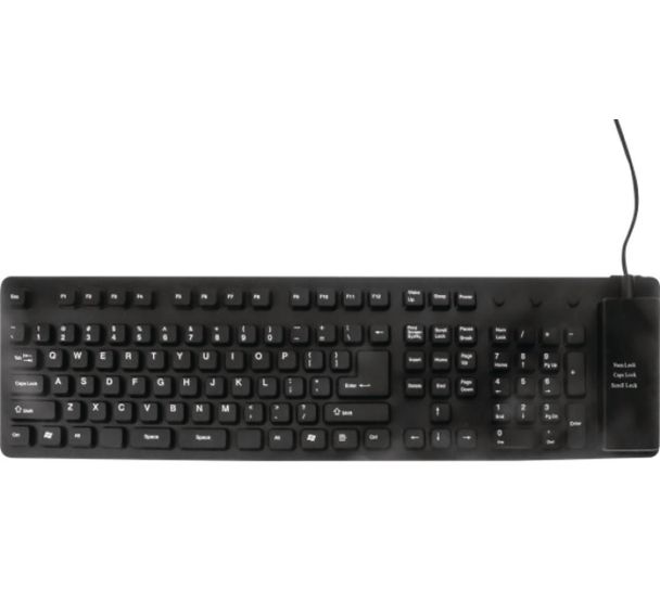 Clavier en silicone souple et étanche combo USB/PS2 noir