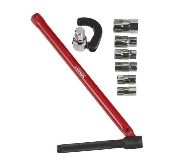 Clé écrou robinet avec 7 embouts et mâchoire - Virax