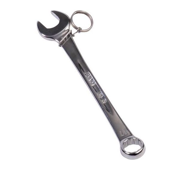 Clé mixte extra-fine brillante avec clip inox FME - Sam