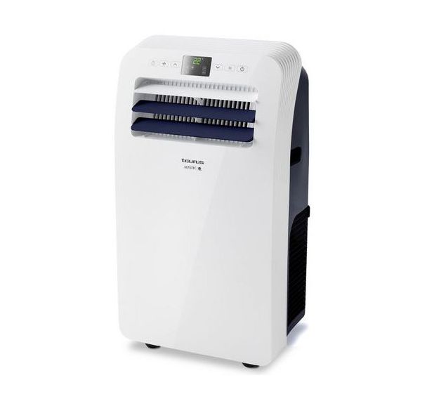 Climatiseur mobile monobloc blanc et bleu