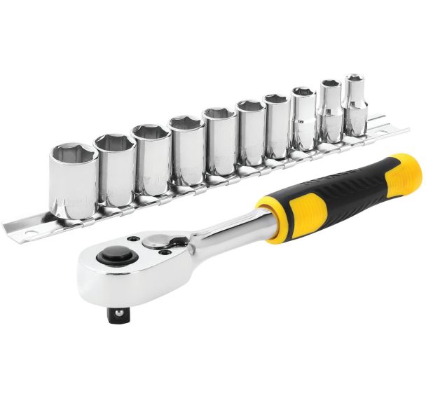 Cliquet 72 Dents - 1/4'' + 10 Douilles - 11 Pcs