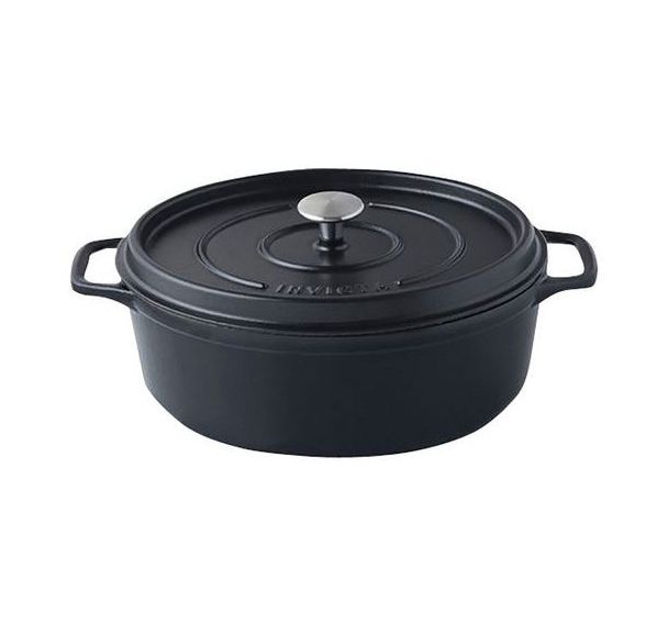 Cocotte en fonte ovale 27 cm -INVICTA- Noire