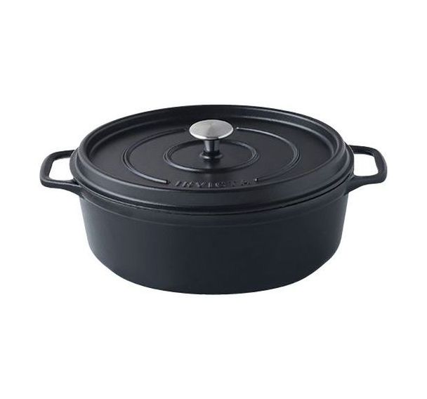 Cocotte en fonte ovale 29 cm -INVICTA- Noire