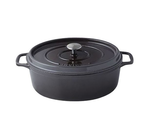 Cocotte en fonte ovale 31 cm -INVICTA- Taupe