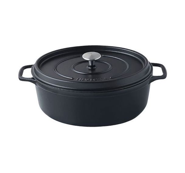 Cocotte en fonte ovale 33 cm -INVICTA- Noire