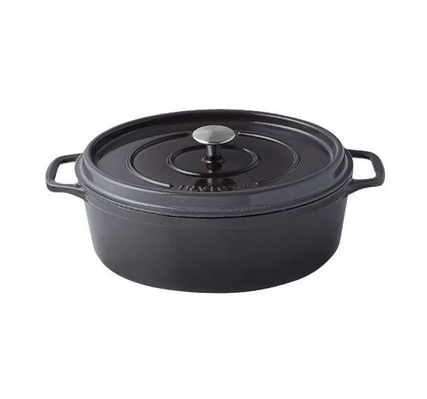 Cocotte en fonte ovale 35 cm -INVICTA- Taupe