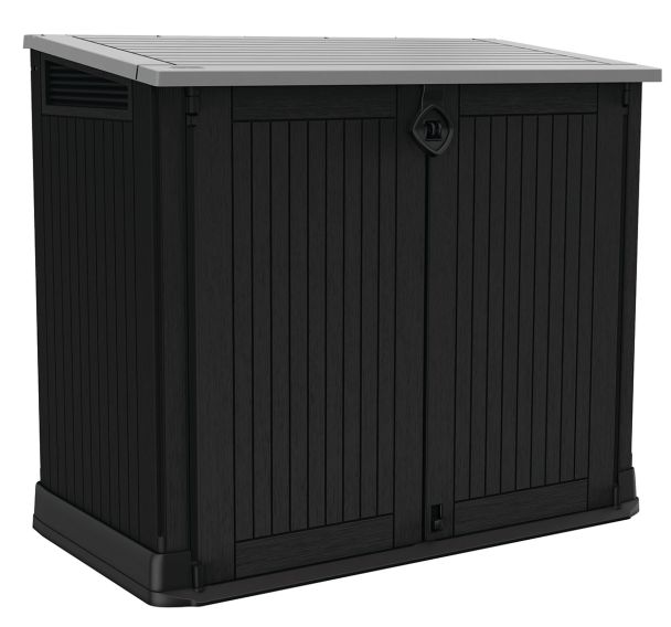 Coffre de jardin multifonctions 880 L résine - noir/gris
