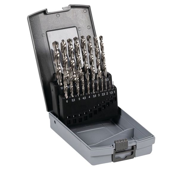 Coffret 19 forets cylindriques HSS taillés meulés - Manutan