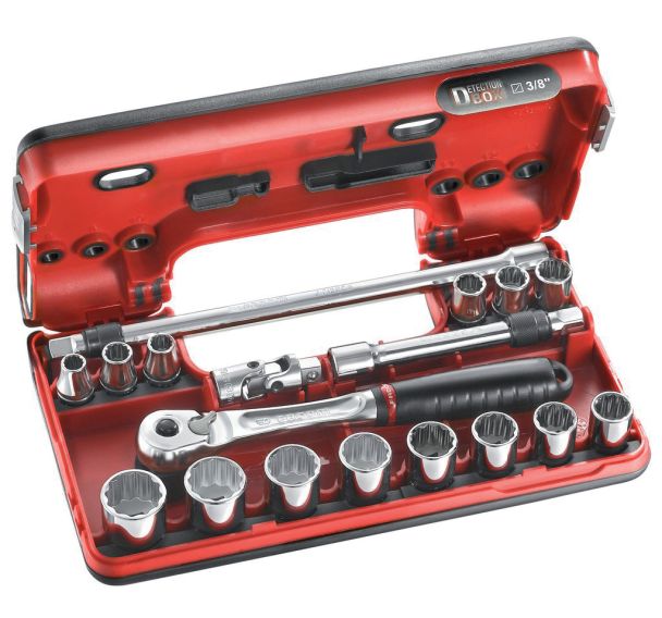 Coffret 3/8'' Detection Box métriques - 12 pans