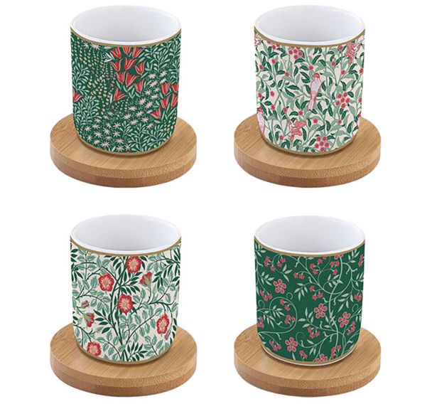 Coffret 4 tasses à café 11 cLavec soucoupe en Bambou-Easy Life