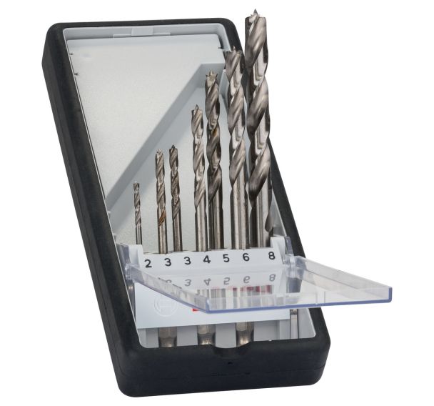 Coffret 7 mèches queue six pans diamètres 2-3-3-4-5-6-8mm