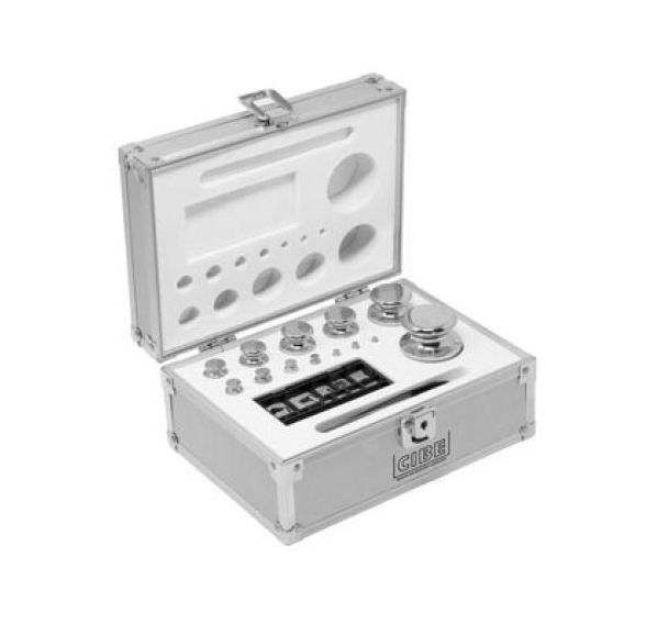 Coffret alu de poids en acier inoxydable - OIML F1, M1 et E2 - Timber