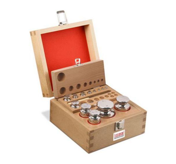 Coffret bois de poids en acier inoxydable - OIML F1 - Timber