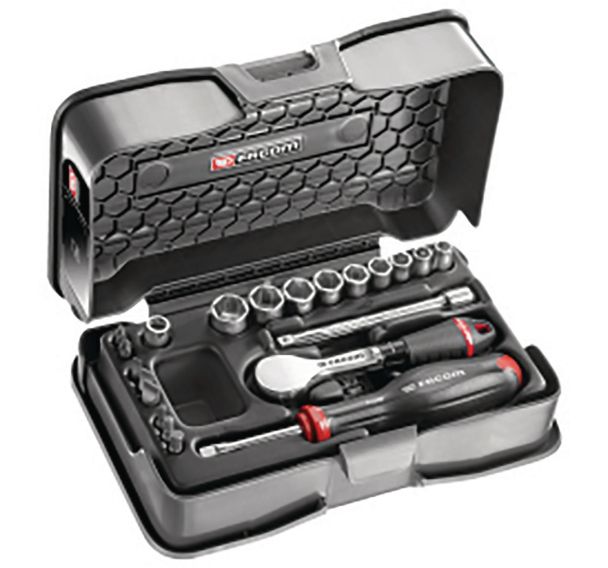 Coffret cliquet hp + douilles 1/4'' 21 pièces - boîte mbox