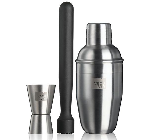 Coffret cocktail inox 3 pièces pilon-doseur-shaker
