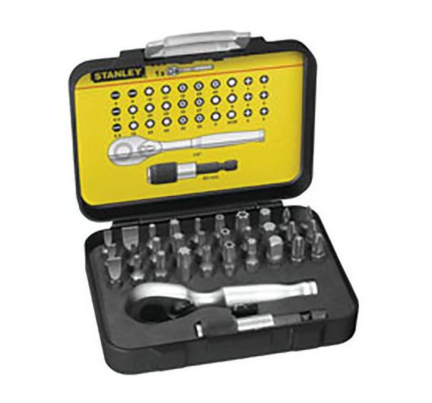 Coffret d'embouts de vissage 1/4" 25mm + clé a cliquet (32 pièces)