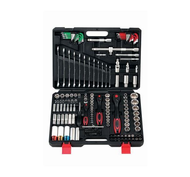 Coffret d'outils + douilles 1/2", 1/4" et 3/8" 6 pans - 160 pièces