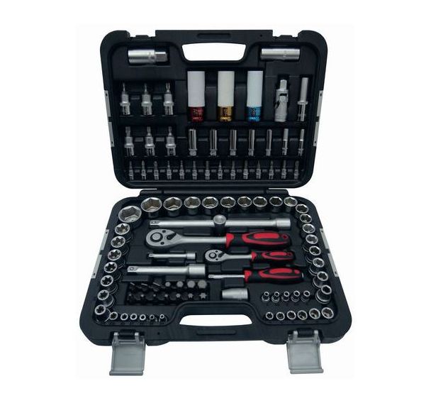 Coffret d'outils + douilles 1/2'' et 1/4'' 6 pans - 98 pièces