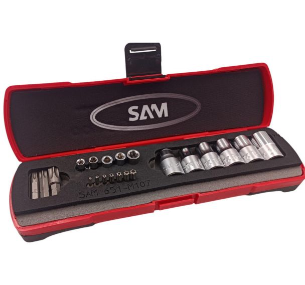 Coffret de 21 douilles et embouts Torx