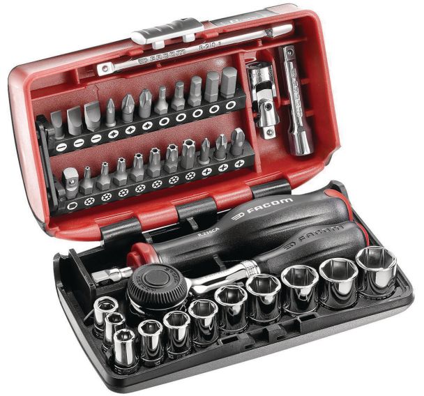 Coffret de 38 pièces 1/4'' 6 pans - Cliquet à manche rotatif