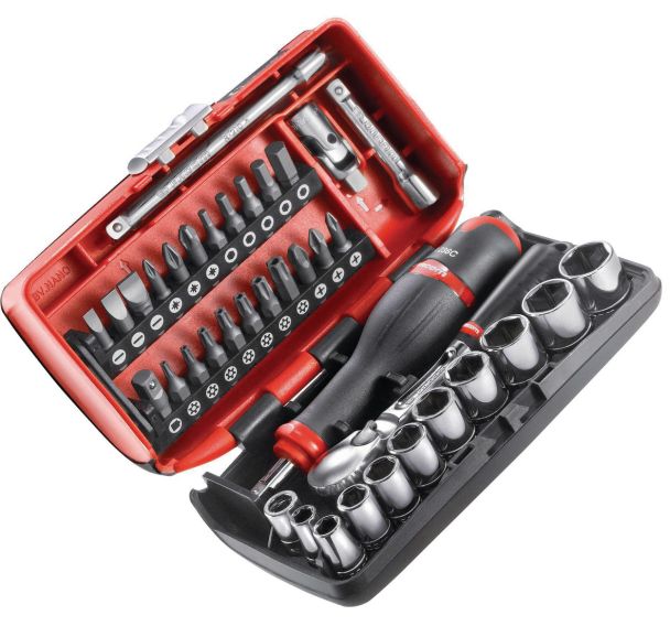 Coffret de 38 pièces 1/4'' 6 pans - Cliquet étanche