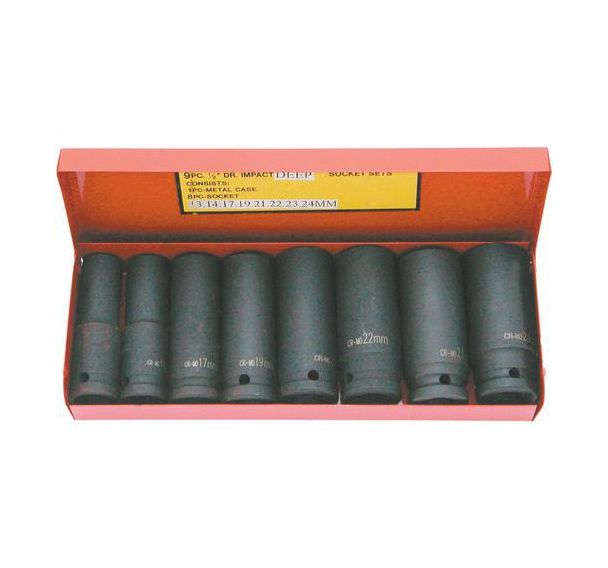 Coffret de 8 douilles 1/2 longues en mm