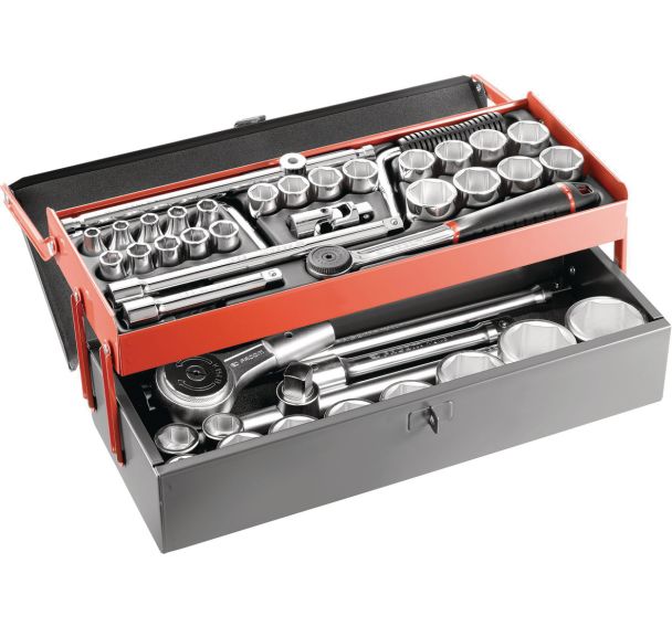Coffret de douilles 6 pans 1/2 et 3/4 de 8 à 50 mm