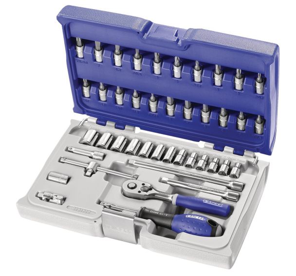 Coffret de douilles et accessoires 1/4'' métriques 42 pièces / E030702