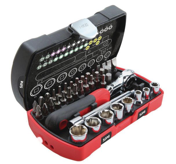 Coffret de douilles et serrage-vissage 40 outils 1/4 - SAM