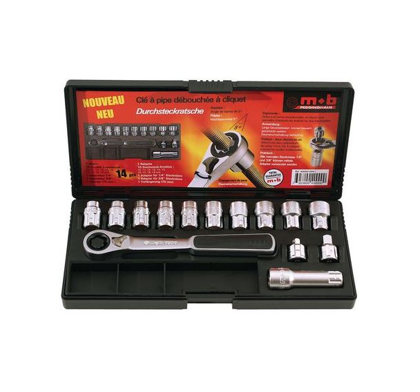 Coffret de douilles traversantes 14 pièces ''medium''