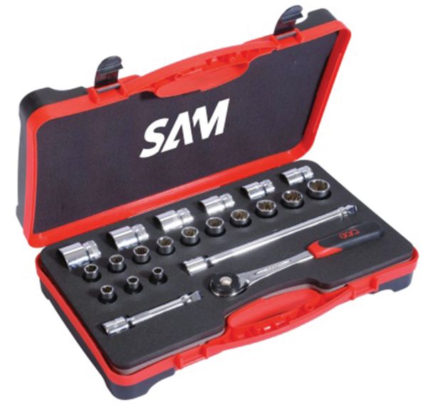 Coffret douilles 22 outils tout profil carre 1/2''
