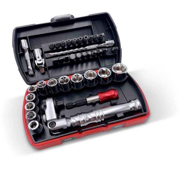 Coffret douilles 39 outils 1/4'' avec cliquet telescopique